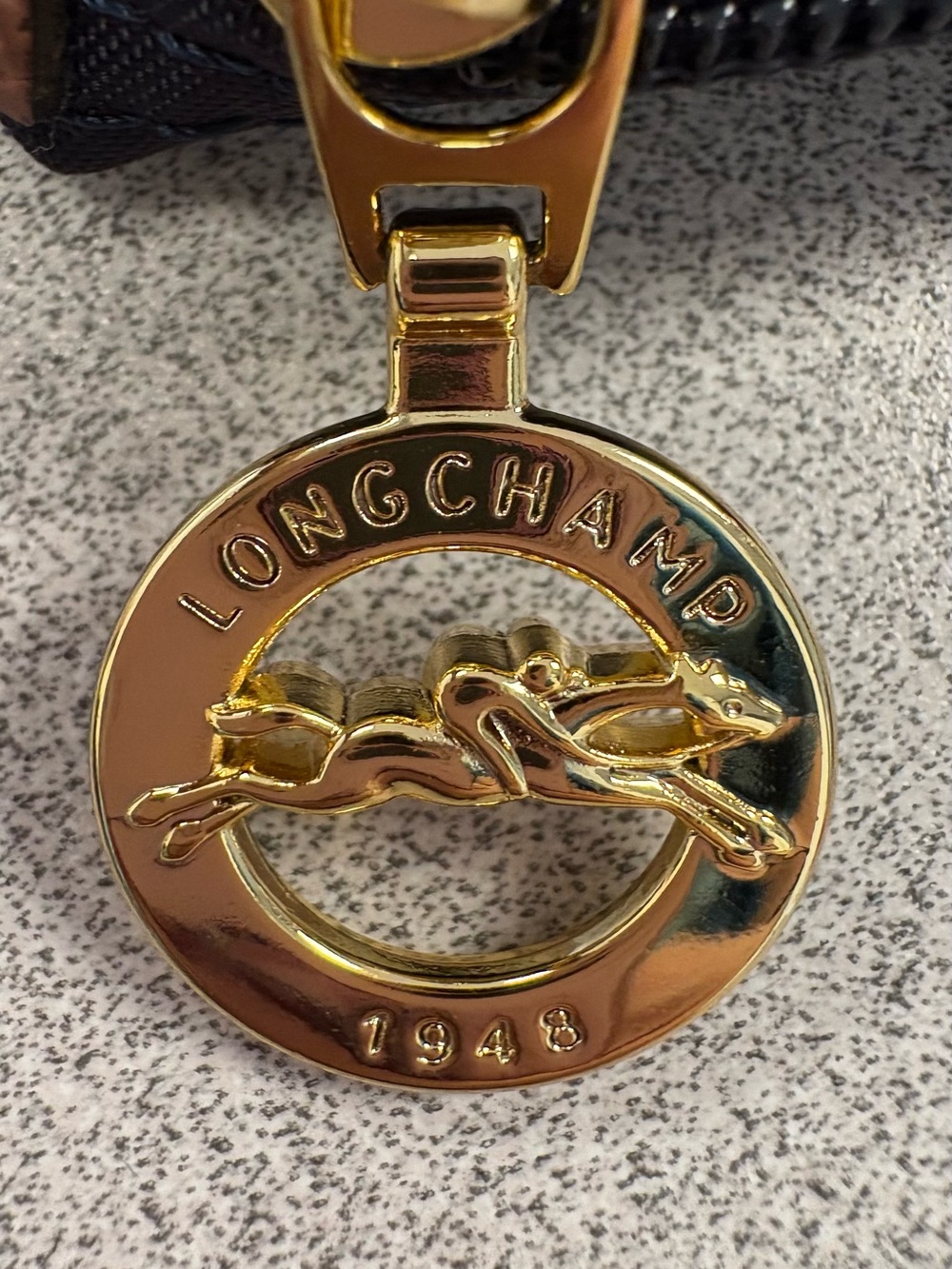 Longchamp Gold Logo Keychain Charm
